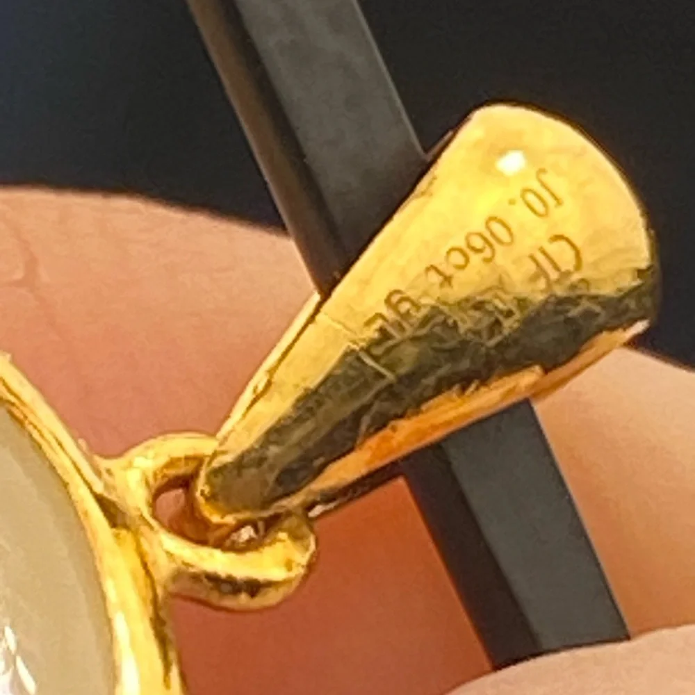 Chow Tai Foo- Vintage 24K solid Gold with premium Hetian Jade pendant - Picture 6 of 7